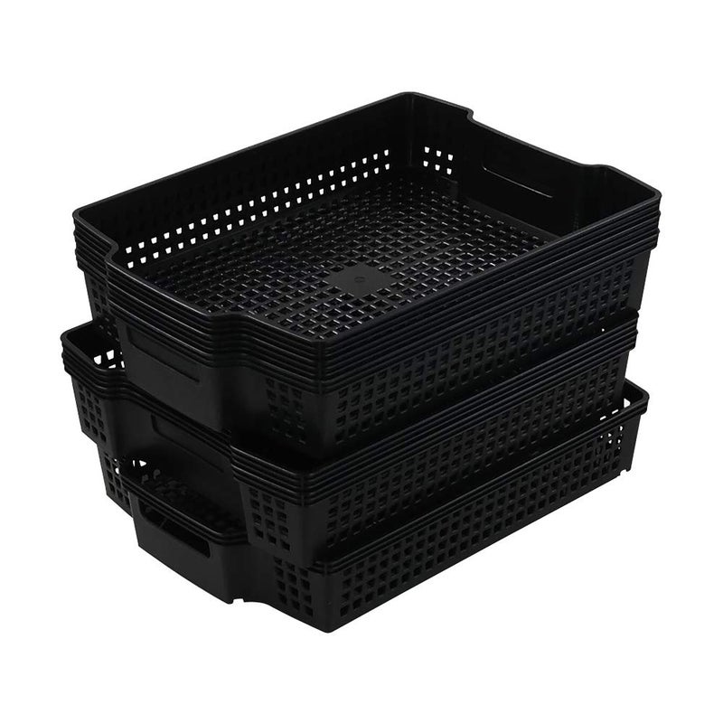 Qqbine Stackable Kitchen Office Desk File Basket Trays  Black  6 Packs - Image 1